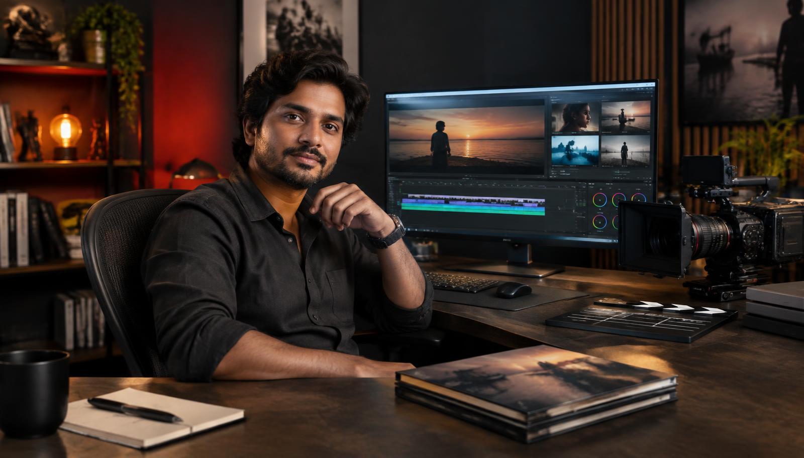 An independent filmmaker with a completed short film in a professional editing studio.